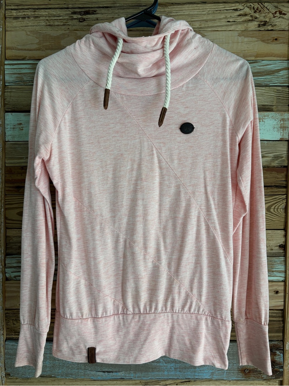 Naketano Pink Cowl Neck Hoodie Pullover Size S Discontinued